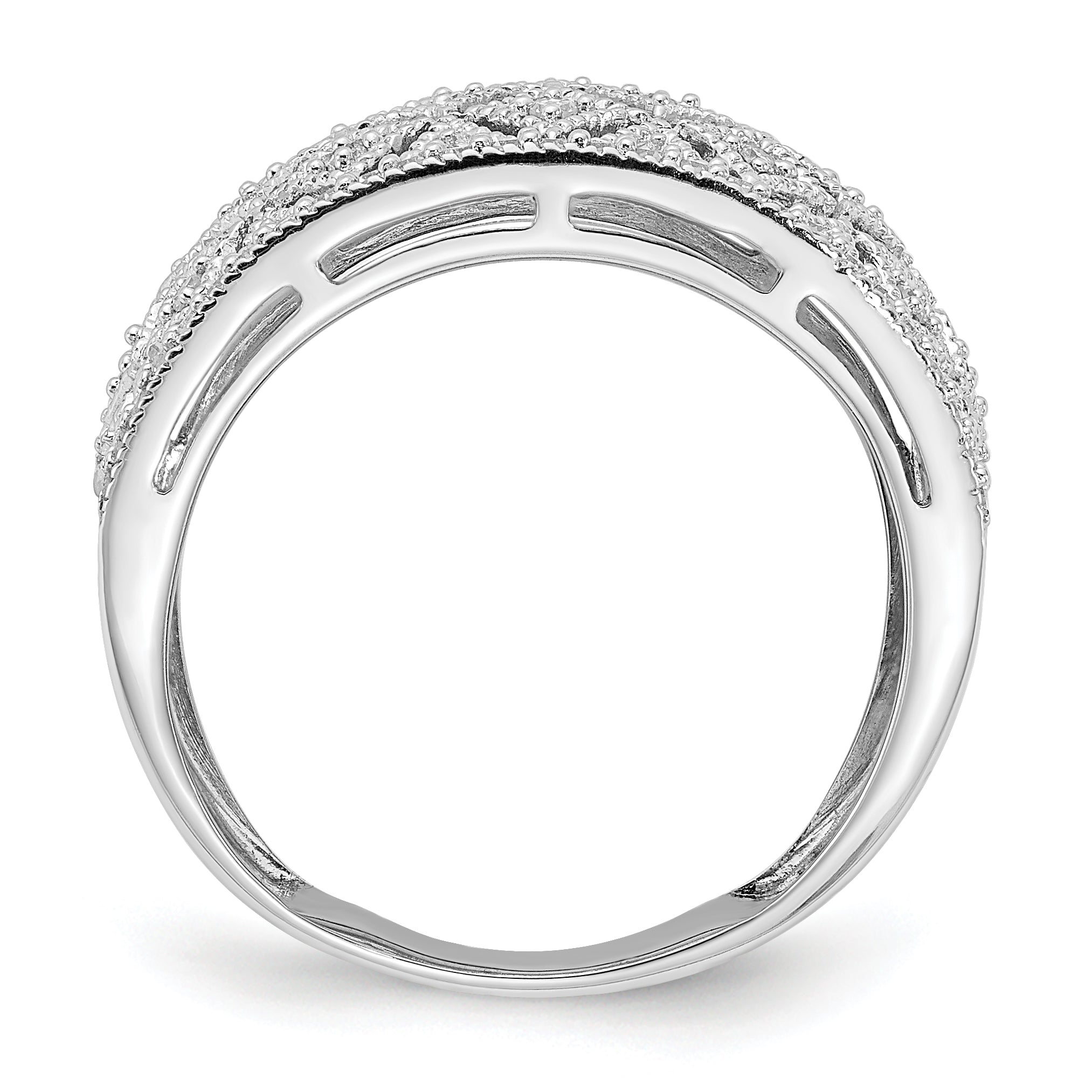 Sterling Silver Rhodium Plated Fancy Diamond Band Secondary image