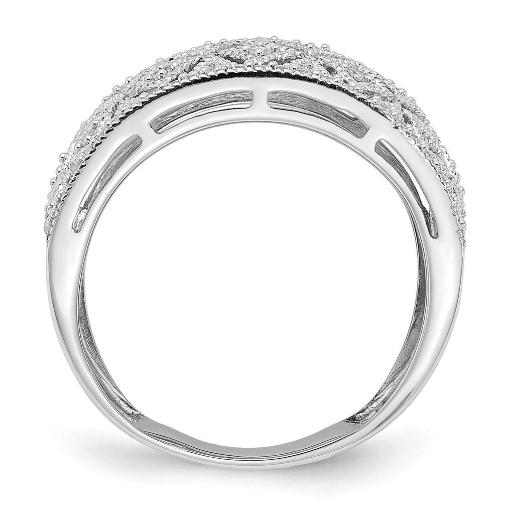Sterling Silver Rhodium Plated Fancy Diamond Band