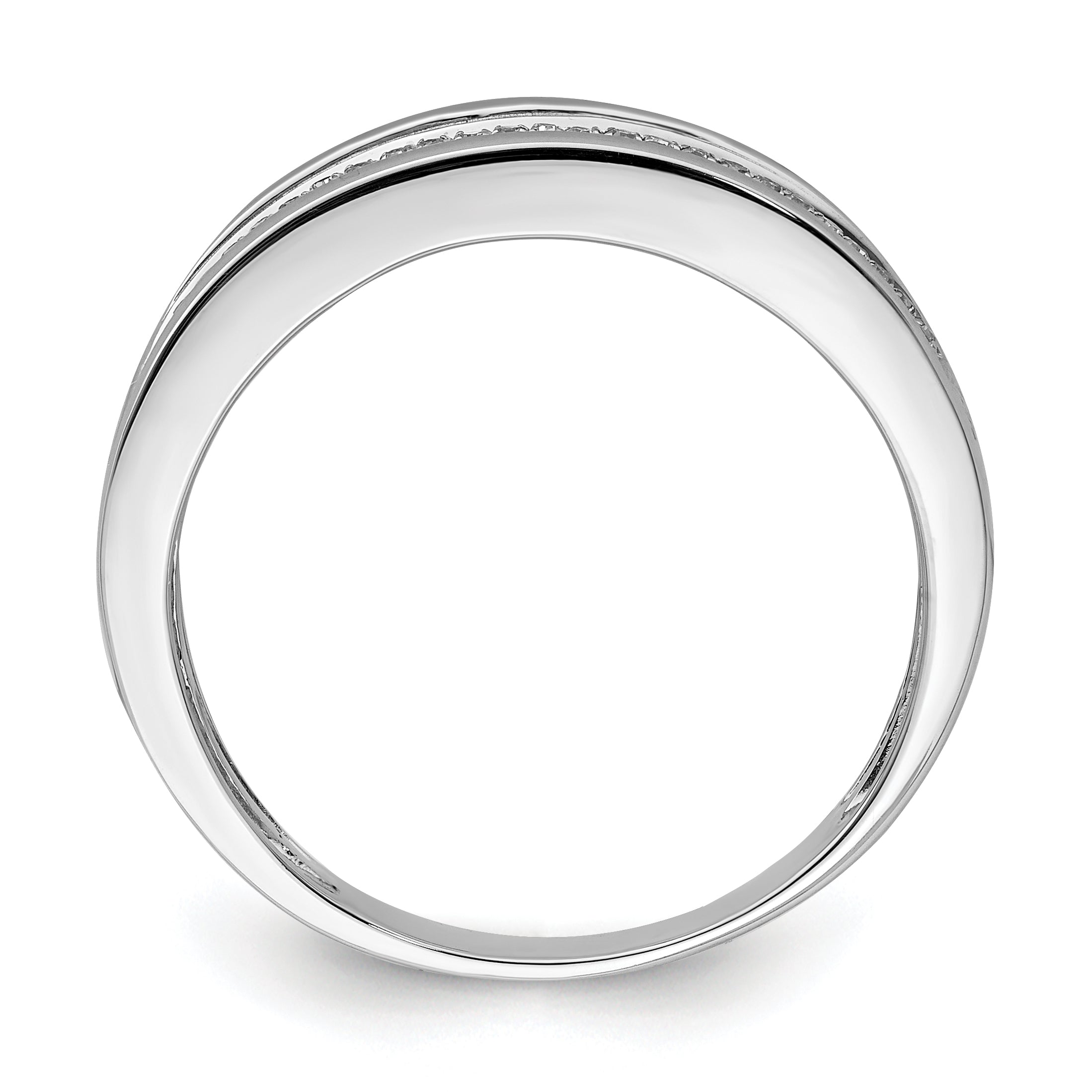 Sterling Silver Rhodium Plated Diam. Men's Band Secondary image