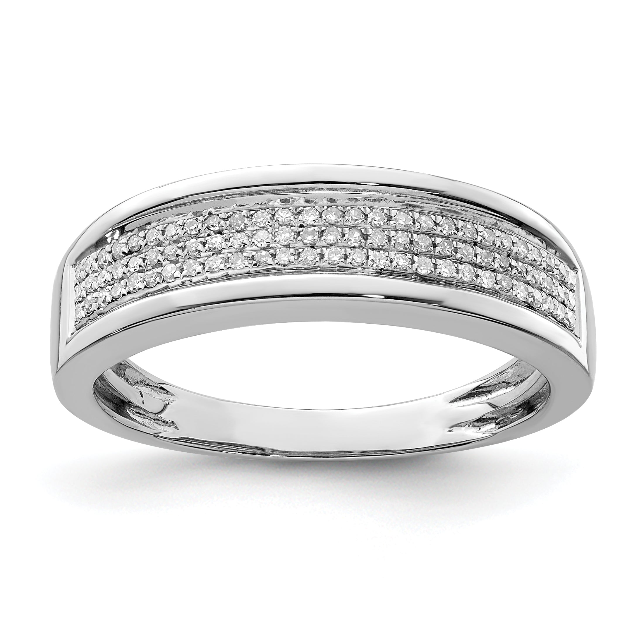 Sterling Silver Rhodium Plated Diam. Men's Band Main image
