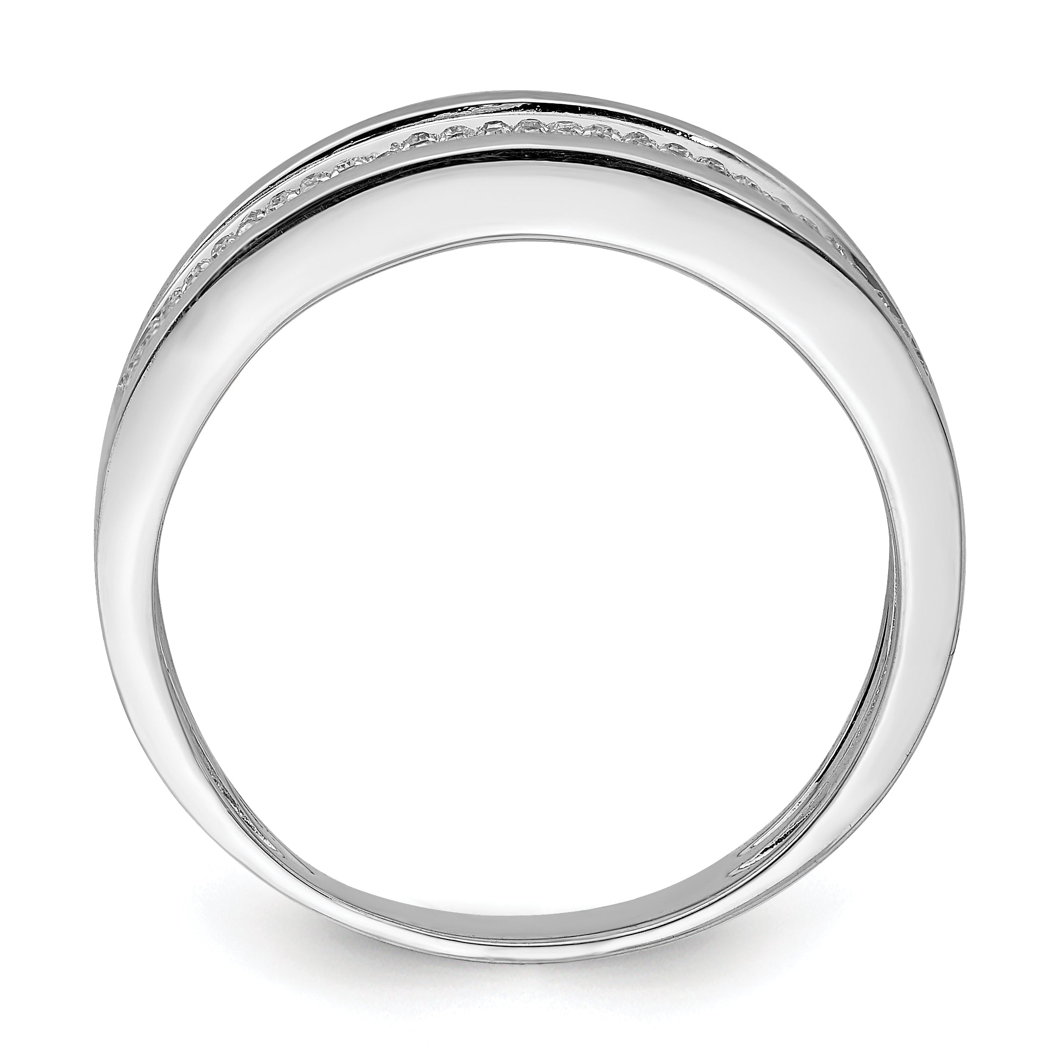 Sterling Silver Rhodium Plated Diam. Men's Band Secondary image