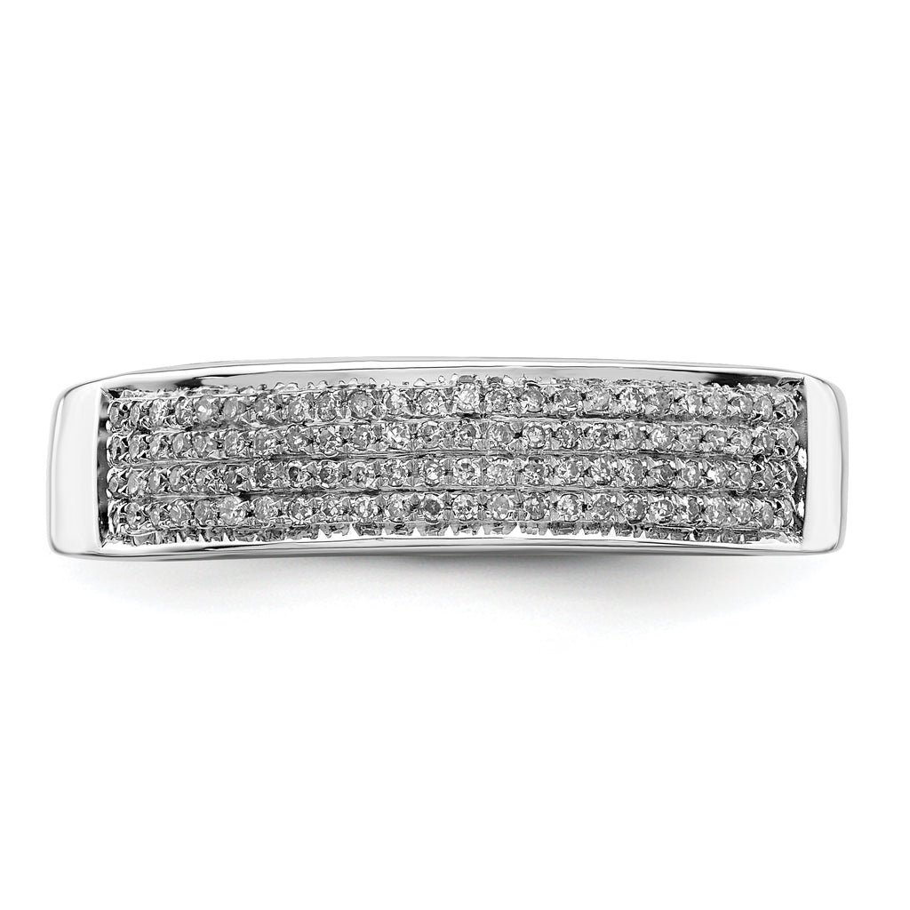 Sterling Silver Rhodium Plated Diam. Men's Band