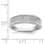Sterling Silver Rhodium Plated Diam. Men's Band