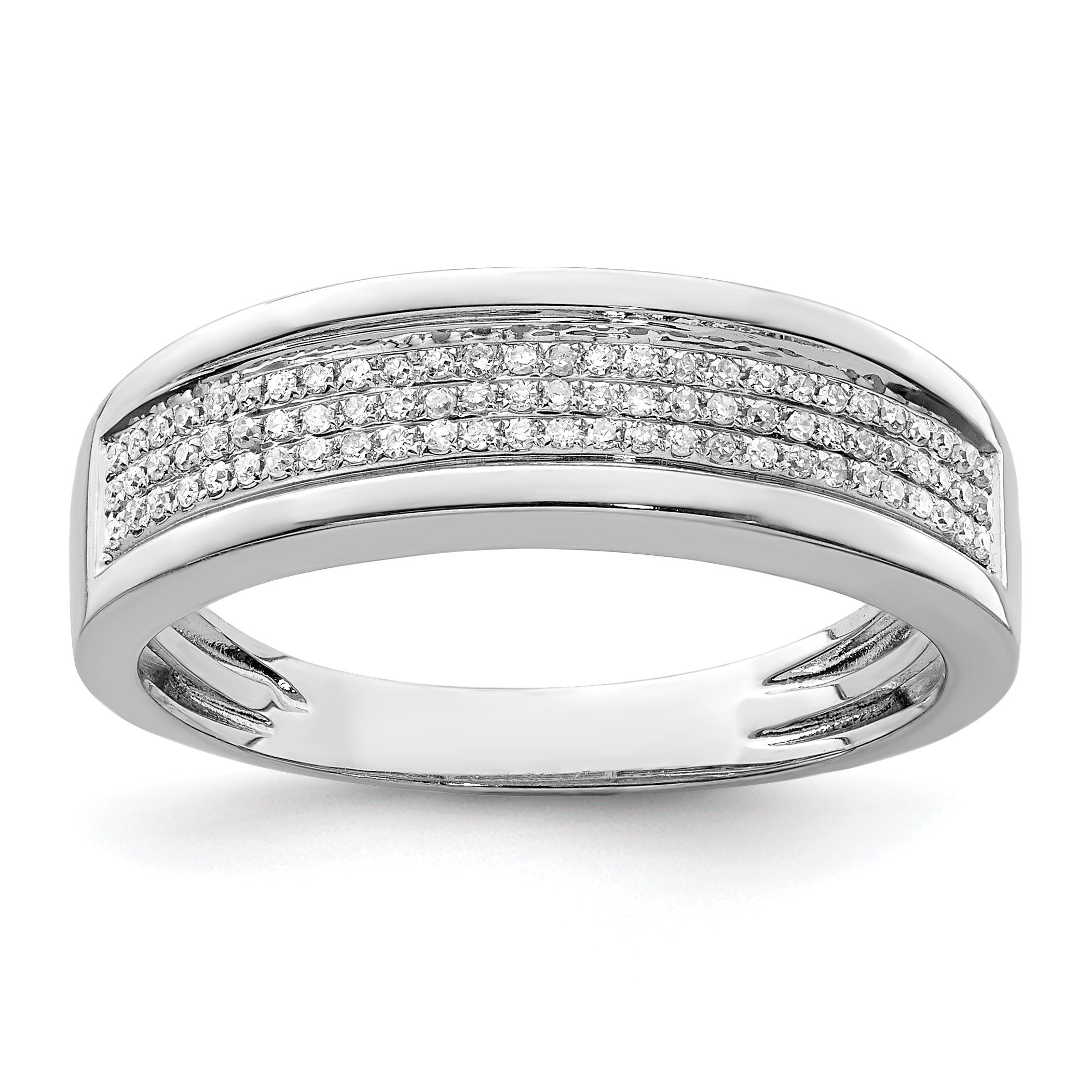 Sterling Silver Rhodium Plated Diam. Men's Band Main image
