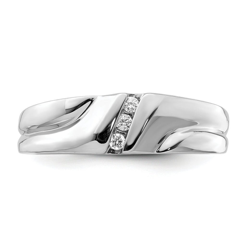 Sterling Silver Rhodium Plated Diamond Men's Ring