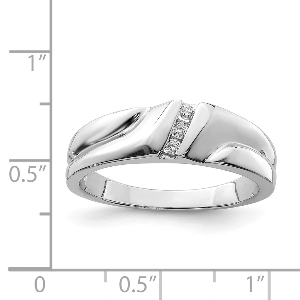 Sterling Silver Rhodium Plated Diamond Men's Ring