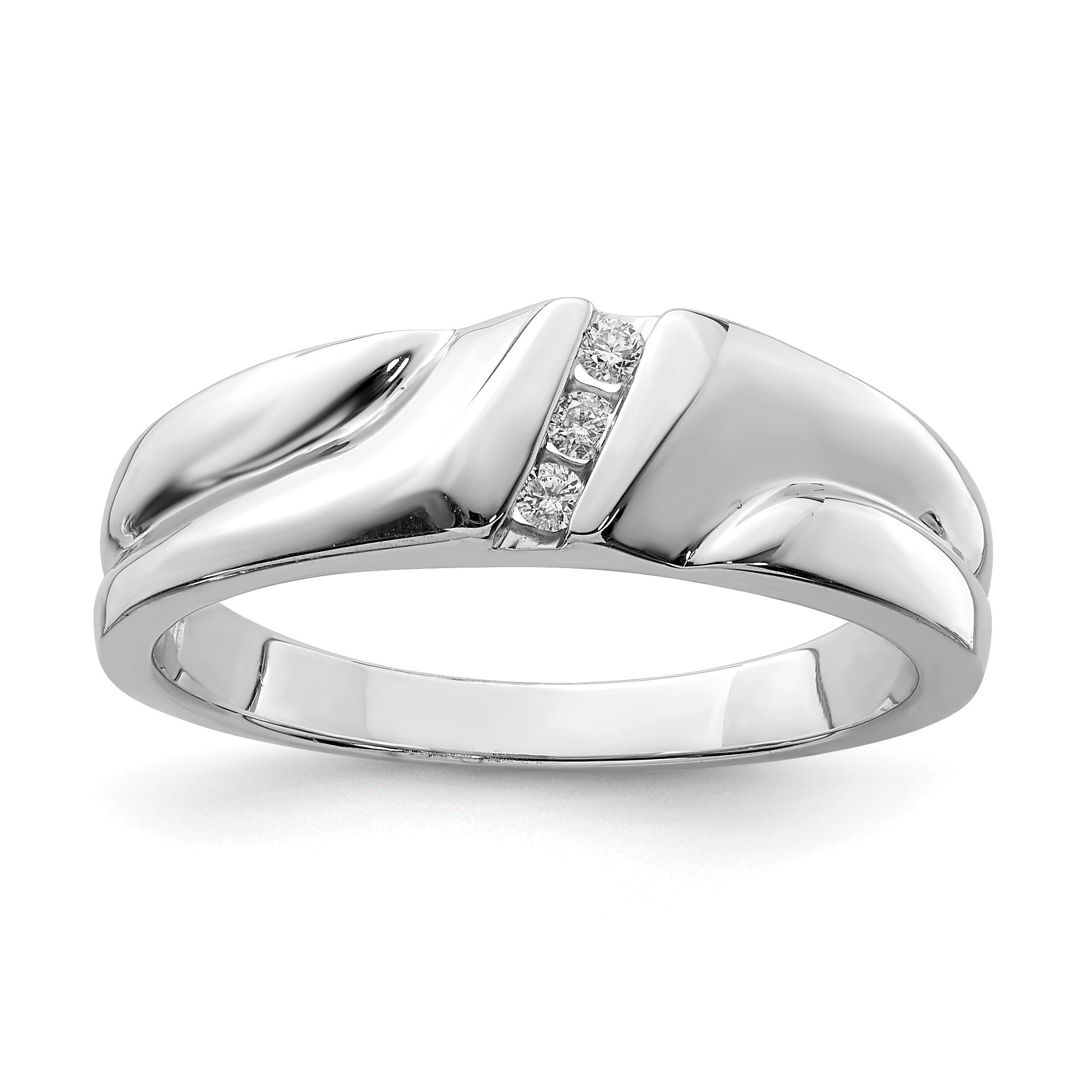 Sterling Silver Rhodium Plated Diamond Men's Ring Main image