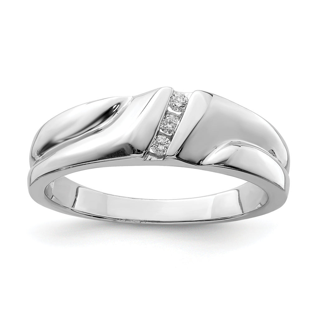 Sterling Silver Rhodium Plated Diamond Men's Ring