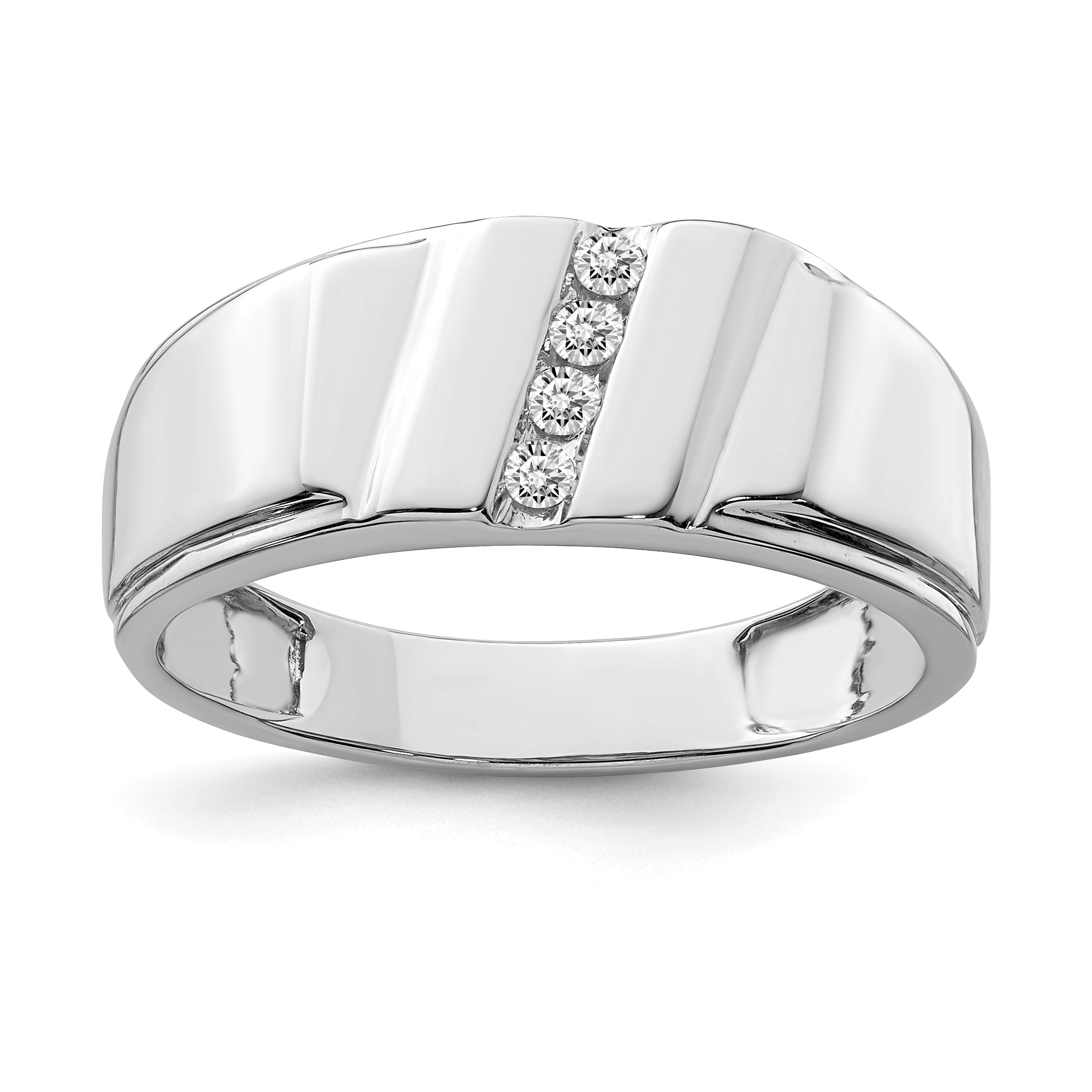 Sterling Silver Rhodium Plated Diamond Men's Ring Main image
