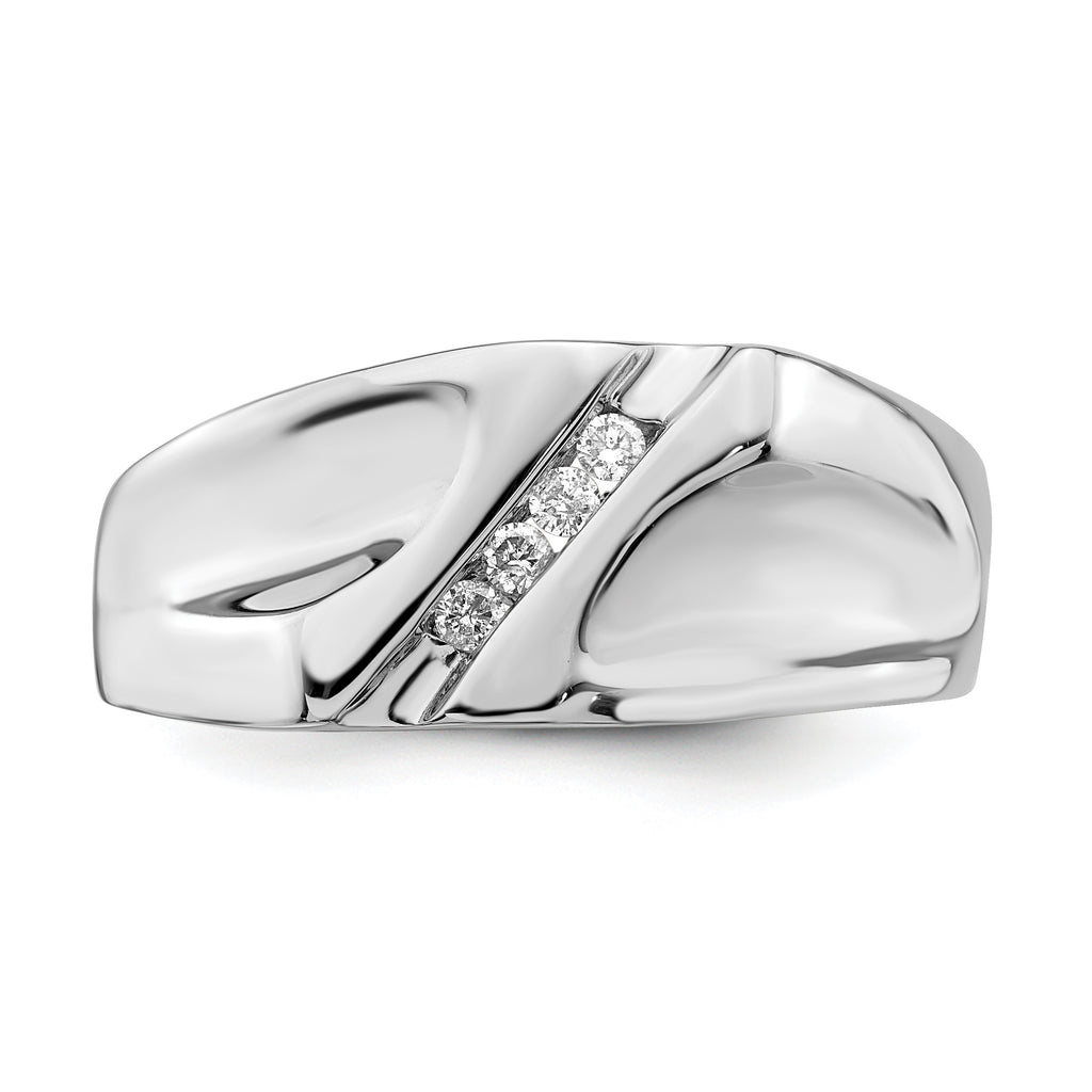 Sterling Silver Rhodium Plated Diamond Men's Ring