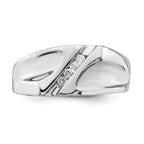 Sterling Silver Rhodium Plated Diamond Men's Ring