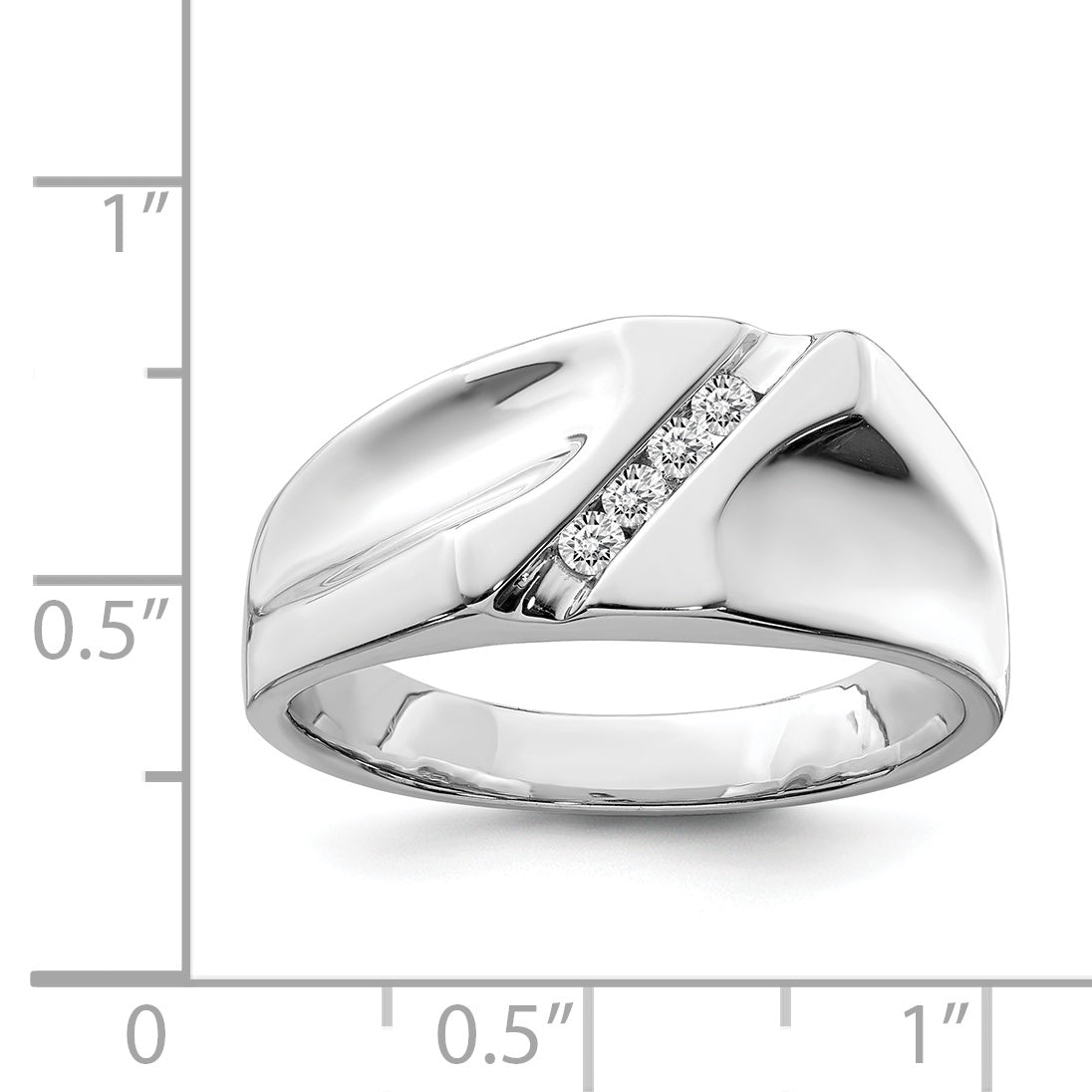 Sterling Silver Rhodium Plated Diamond Men's Ring