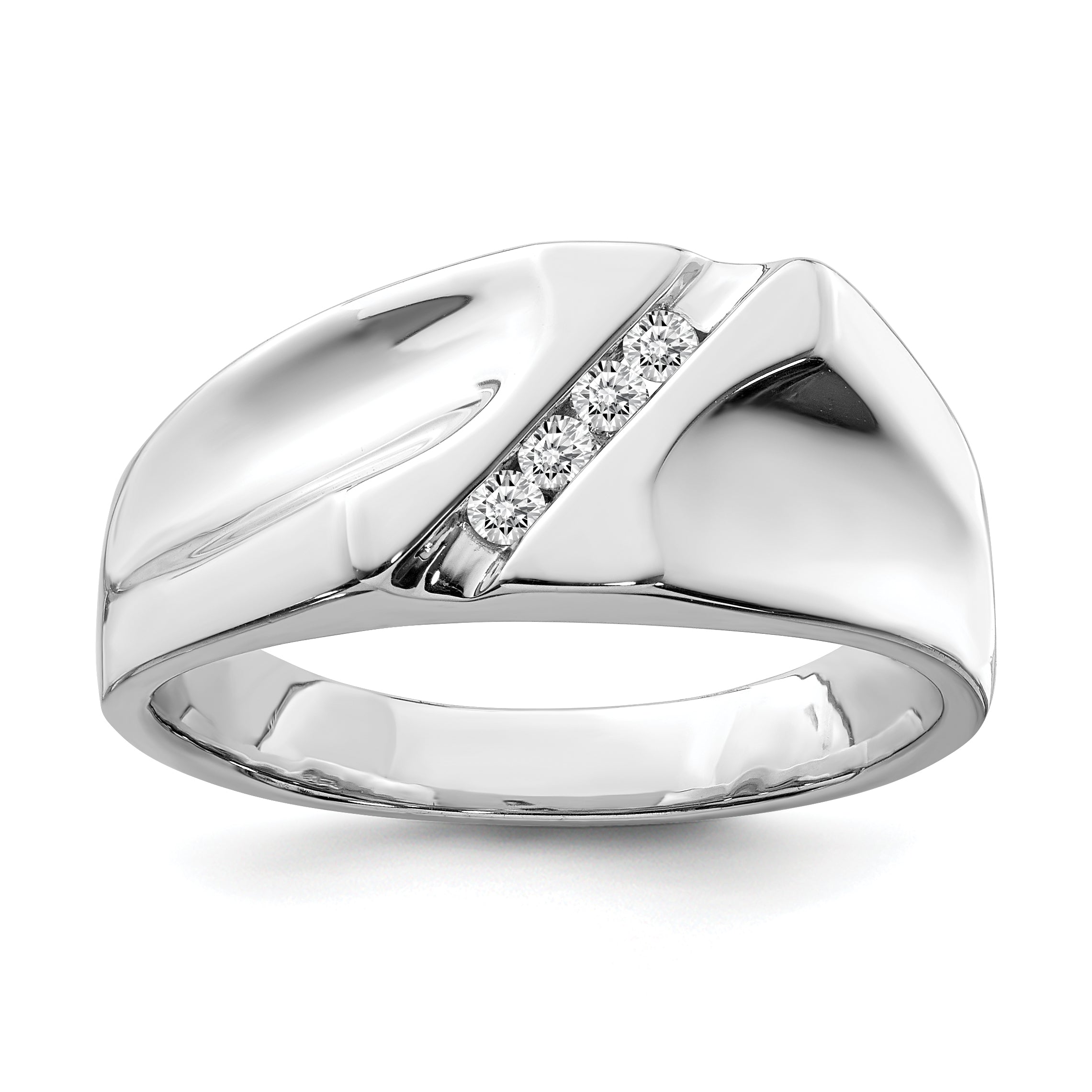 Sterling Silver Rhodium Plated Diamond Men's Ring Main image