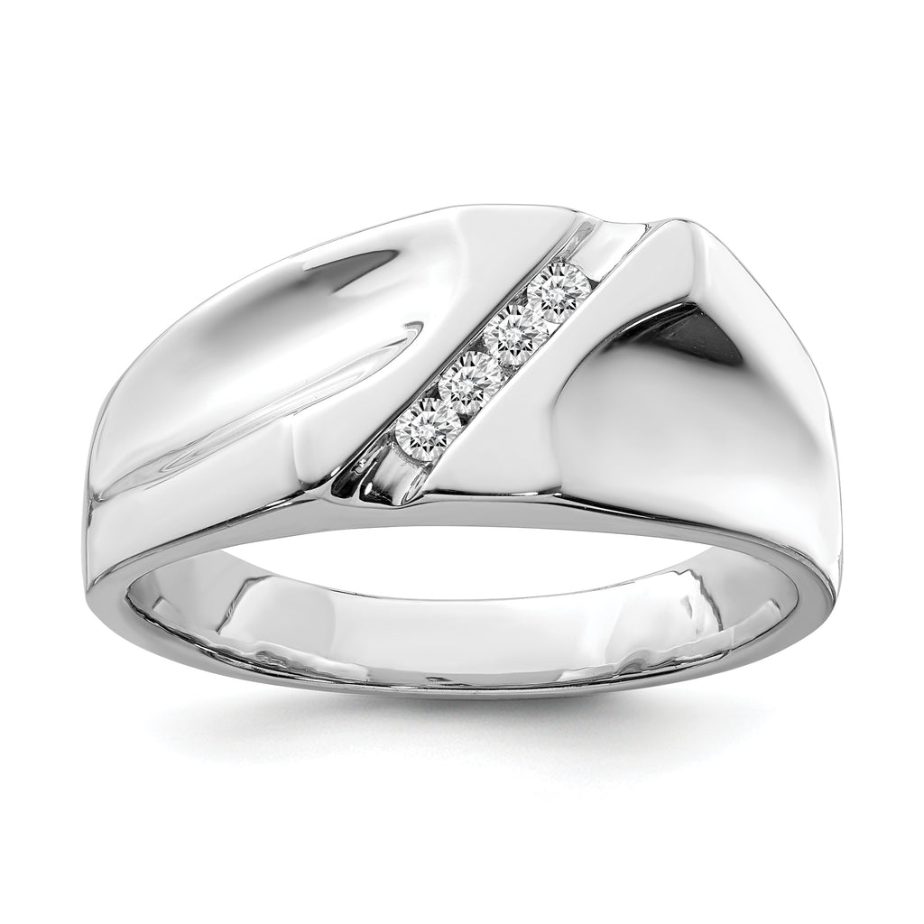 Sterling Silver Rhodium Plated Diamond Men's Ring