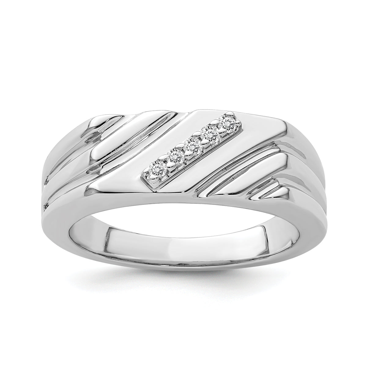 Sterling Silver Rhodium Plated Diamond Men's Ring