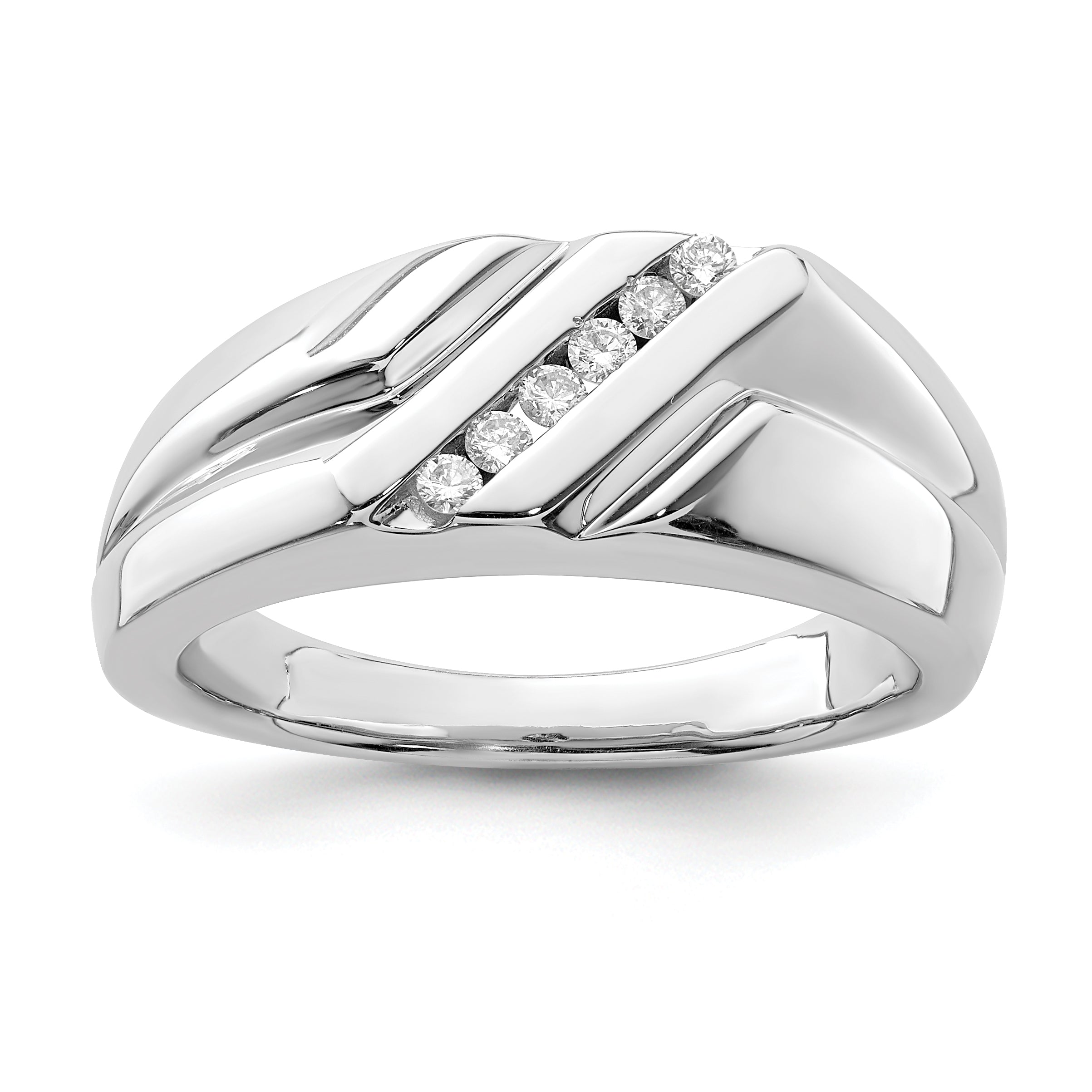 Sterling Silver Rhodium Plated Diamond Men's Ring Main image
