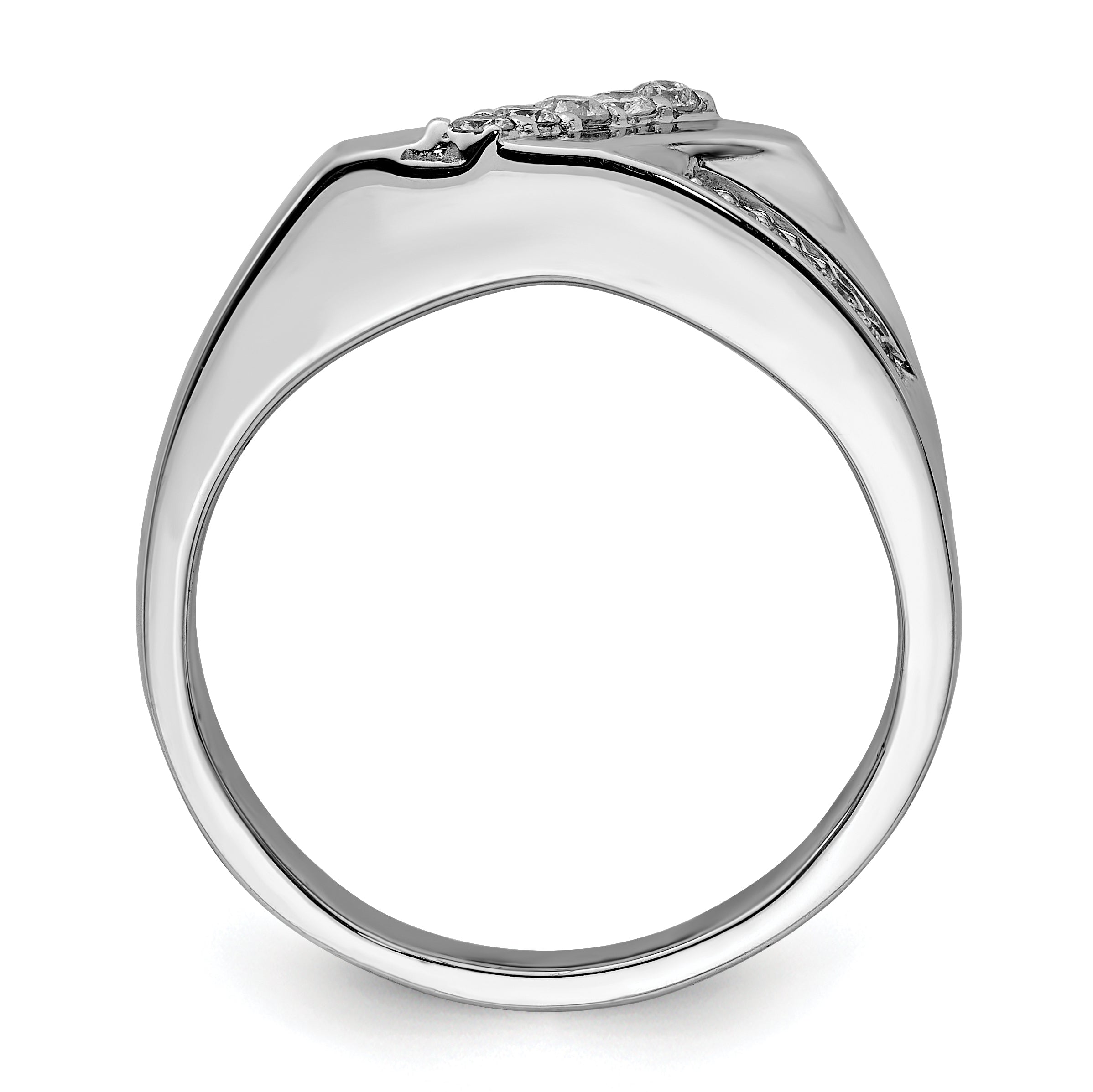 Sterling Silver Rhodium Plated Diamond Men's Ring Secondary image