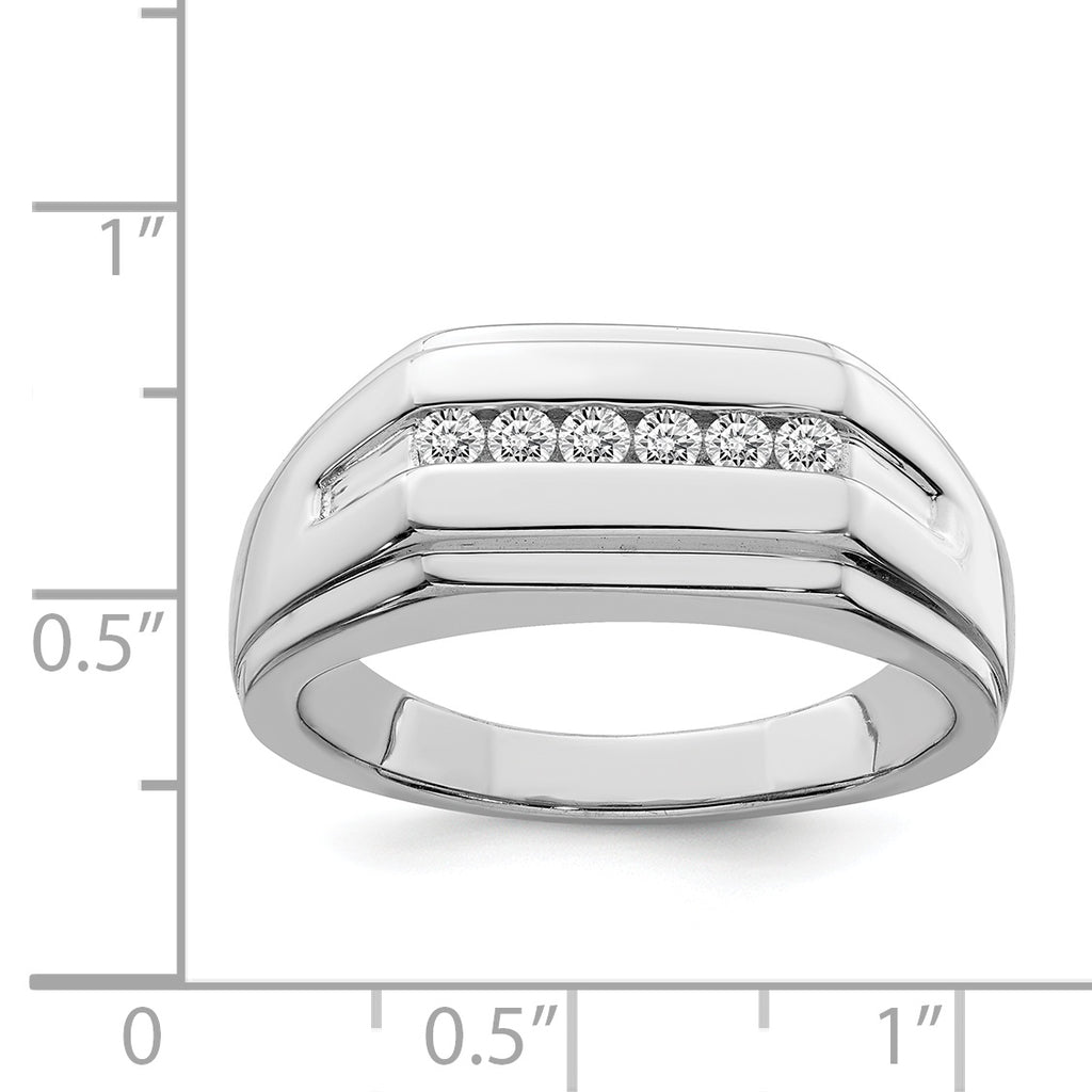 Sterling Silver Rhodium Plated Diamond Men's Ring
