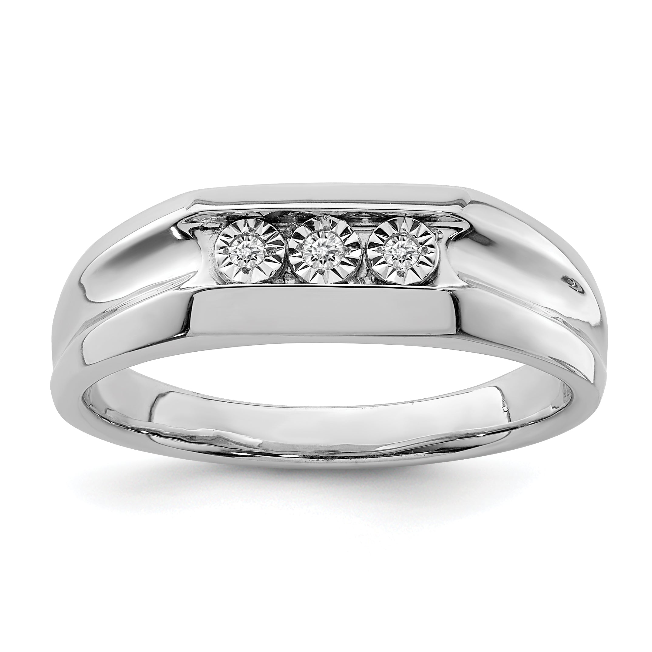 Sterling Silver Rhodium Plated Diamond Men's Ring Main image