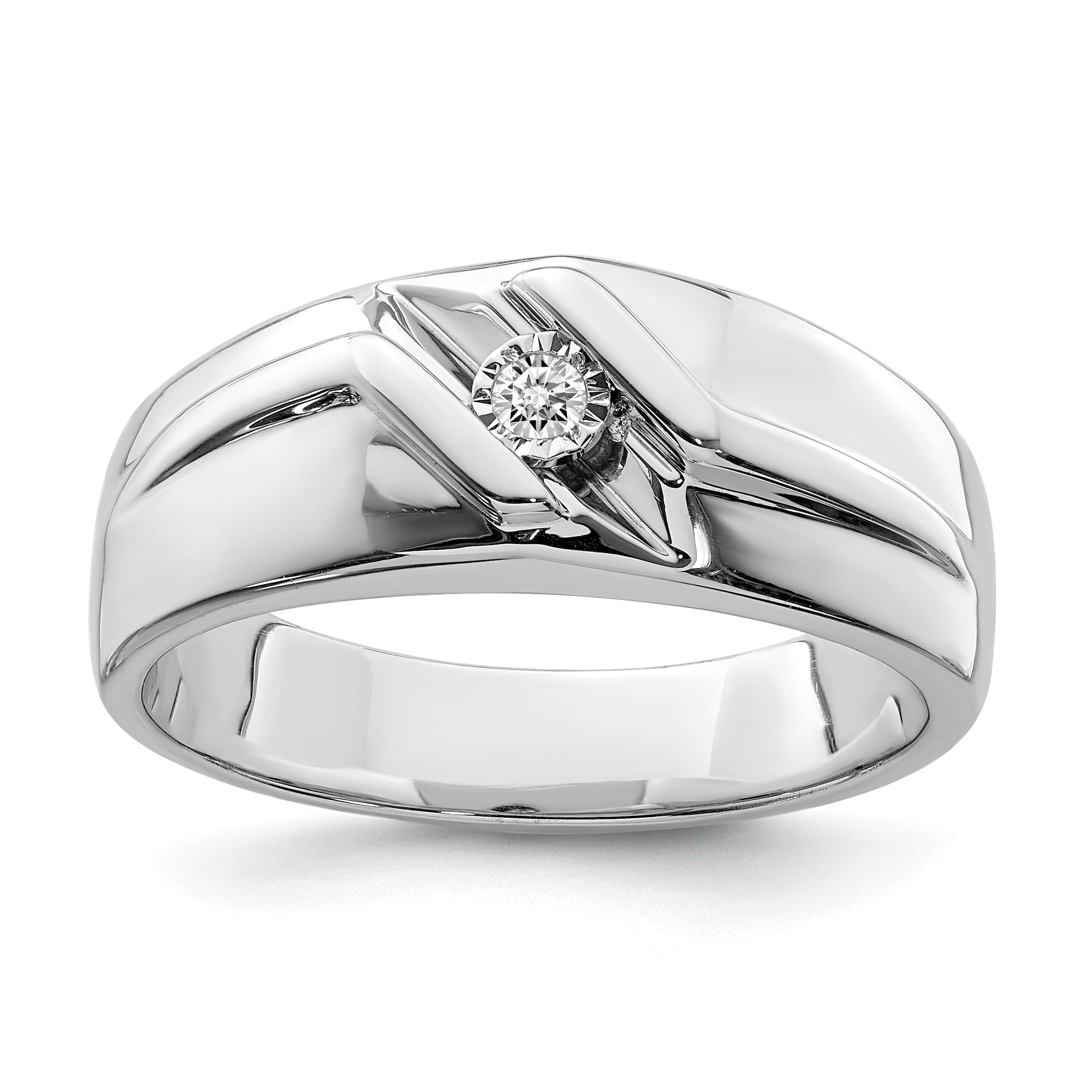 Sterling Silver Rhodium Plated Diamond Men's Ring Main image