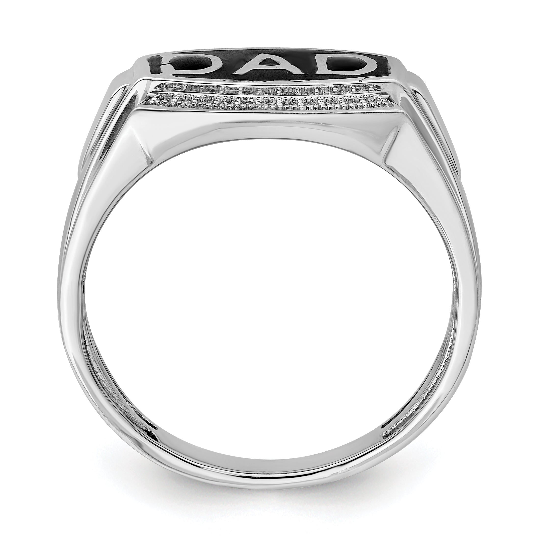 Sterling Silver Rhodium Plated Diamond Men's DAD Ring Secondary image