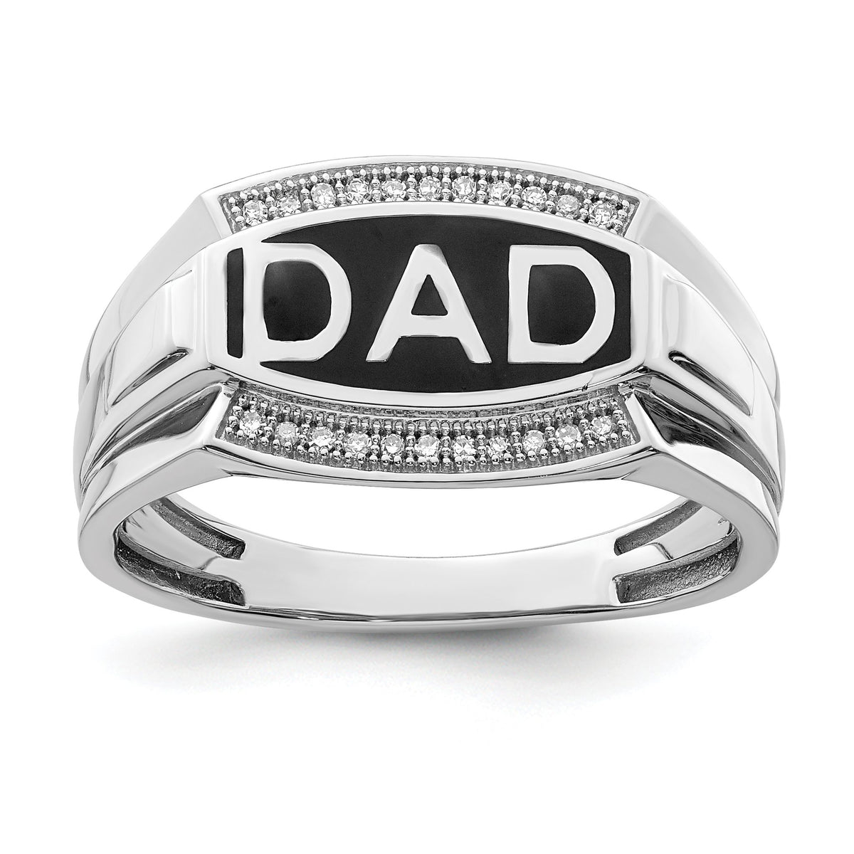 Sterling Silver Rhodium Plated Diamond Men's DAD Ring, Size 9–11 - Sophia Jewelers Main image