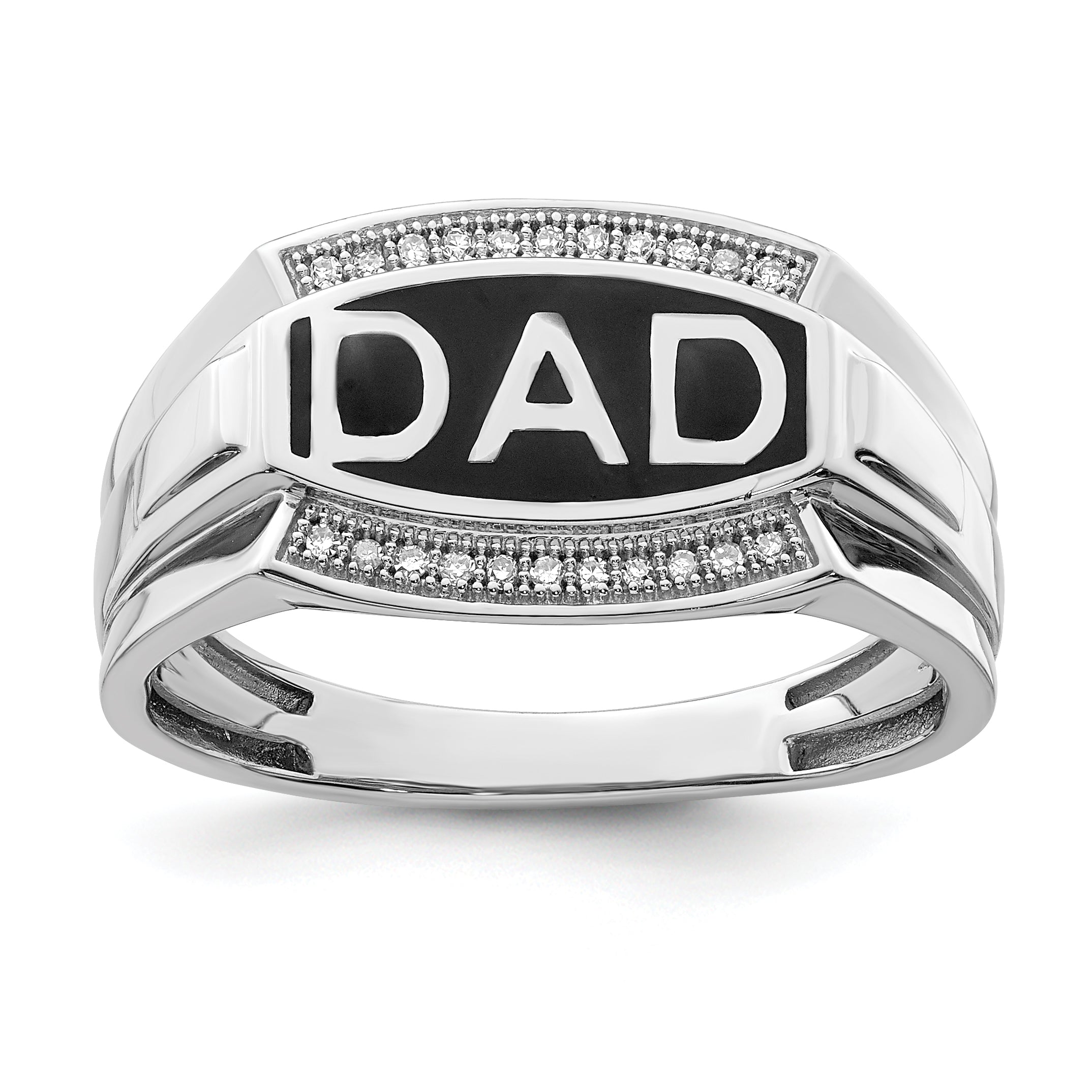 Sterling Silver Rhodium Plated Diamond Men's DAD Ring Main image