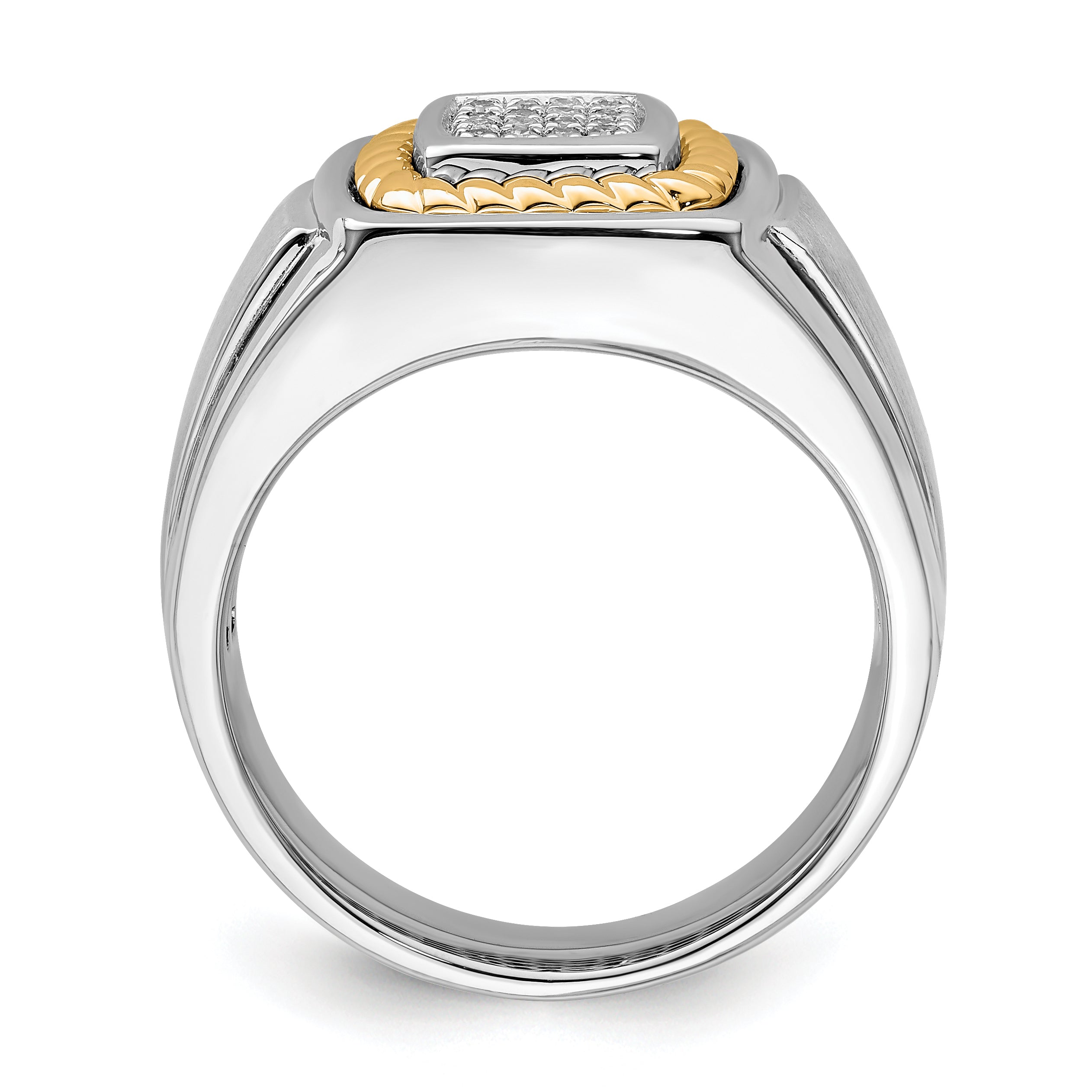 Sterling Silver Rhodium-plated With 10k Yellow Gold Mens Diamond Ring Secondary image