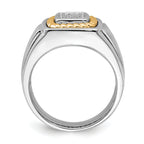 Sterling Silver Rhodium-plated With 10k Yellow Gold Mens Diamond Ring