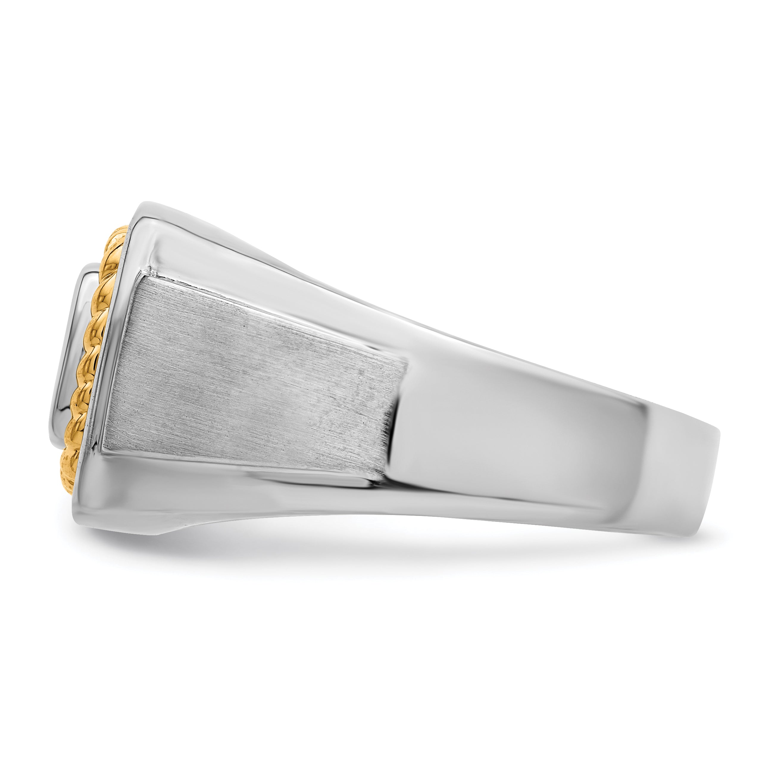 Sterling Silver Rhodium-plated With 10k Yellow Gold Mens Diamond Ring