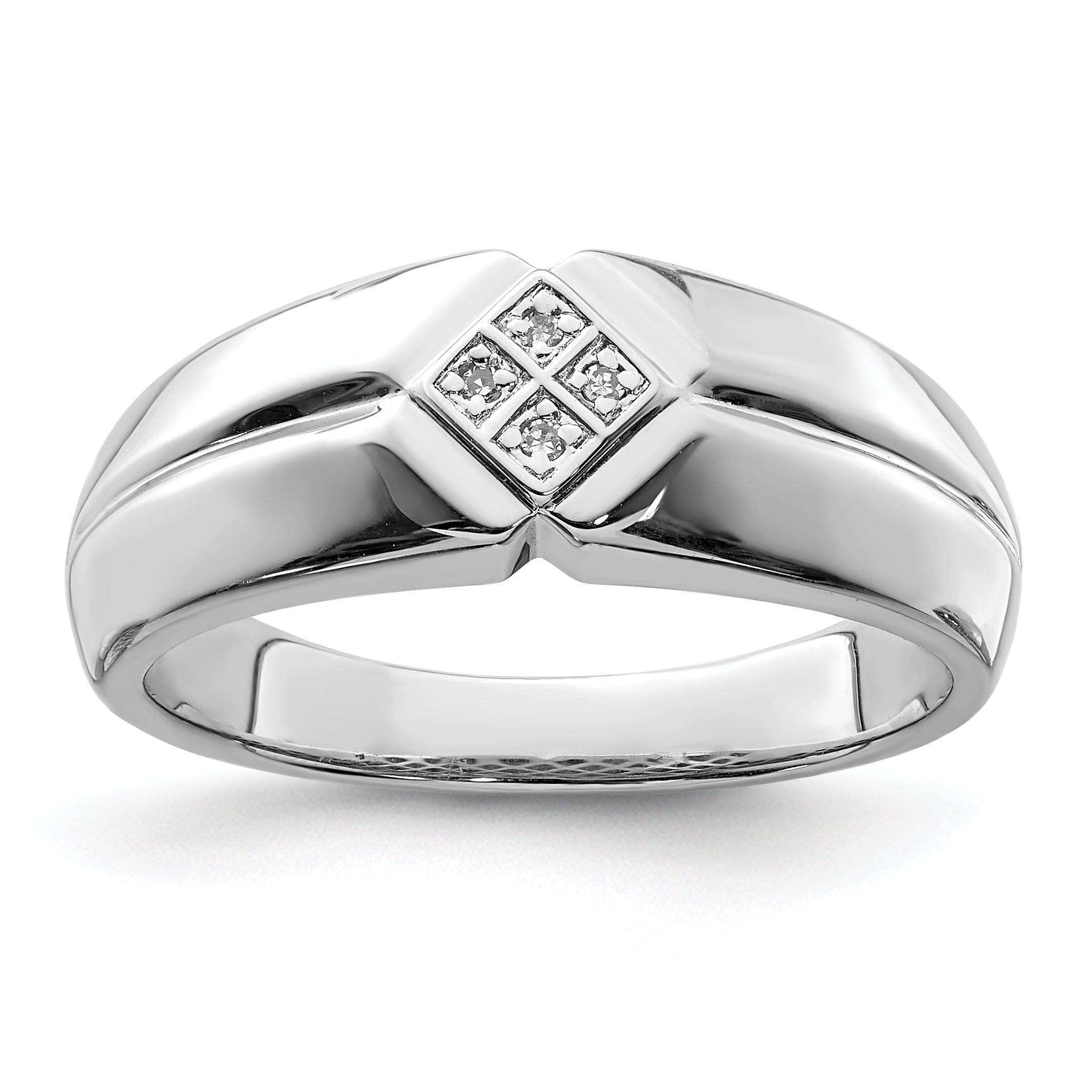 Sterling Silver Rhodium Plated Diam. Men's Ring Main image