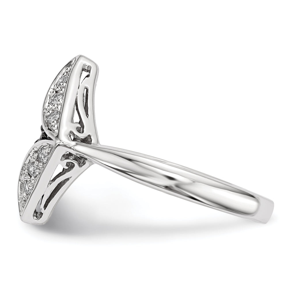 Sterling Silver Champagne Diamond & Diamond Shape Ring