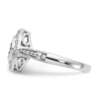 Sterling Silver Champagne & Clear Diamond & Small Diamond Shape Ring