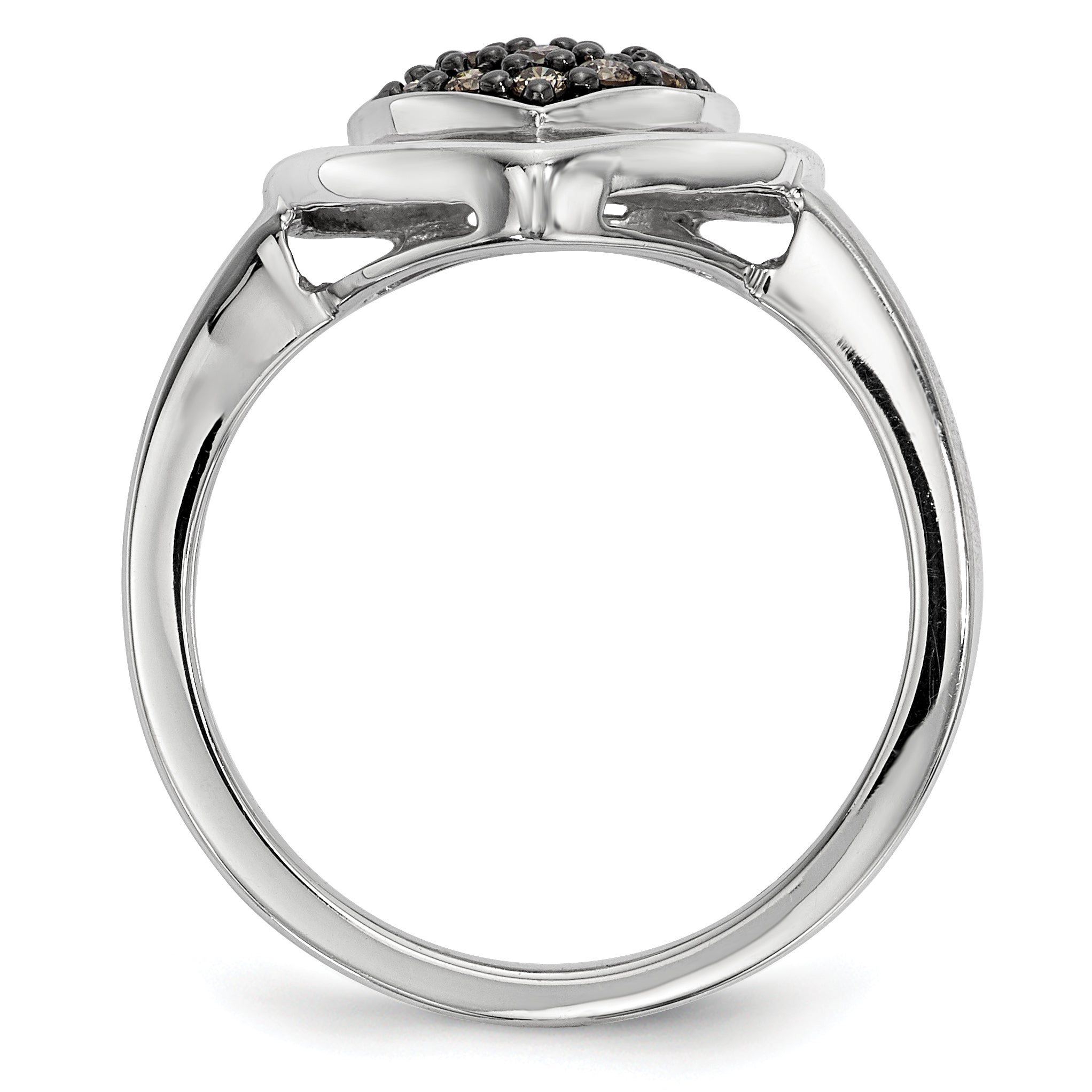 Sterling Silver Champagne Diamond Heart Ring Secondary image