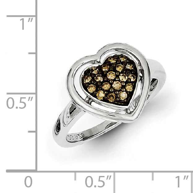Sterling Silver Champagne Diamond Heart Ring