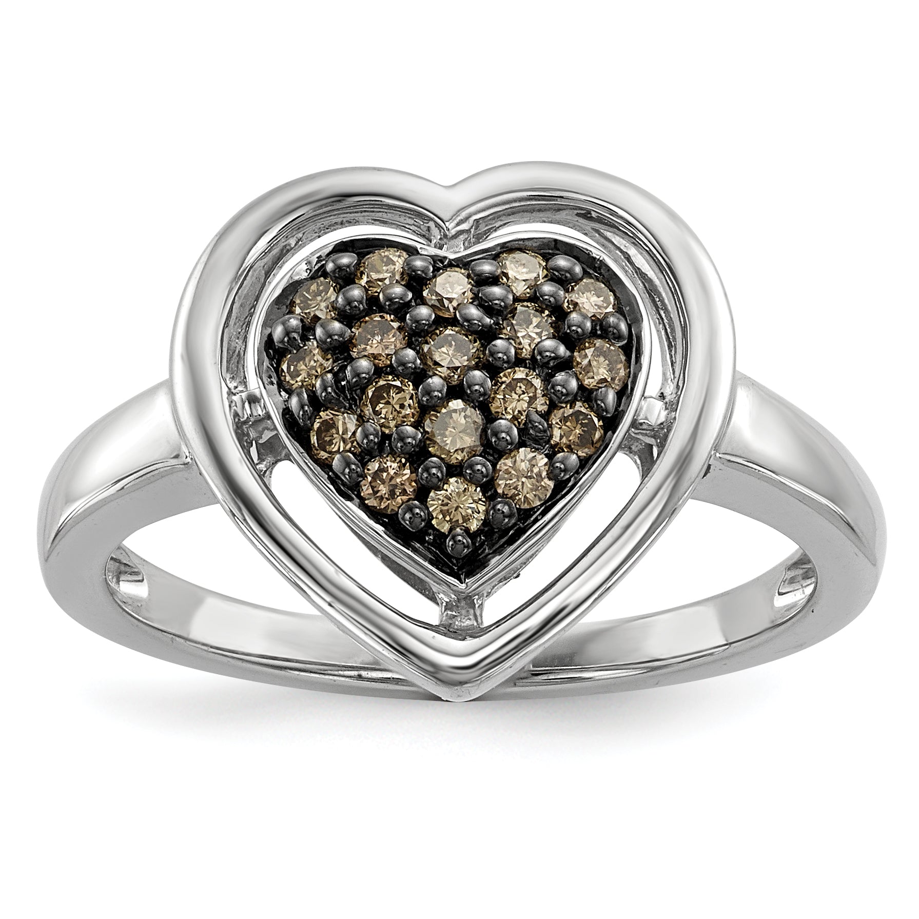 Sterling Silver Champagne Diamond Heart Ring Main image
