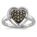 Sterling Silver Champagne Diamond Heart Ring