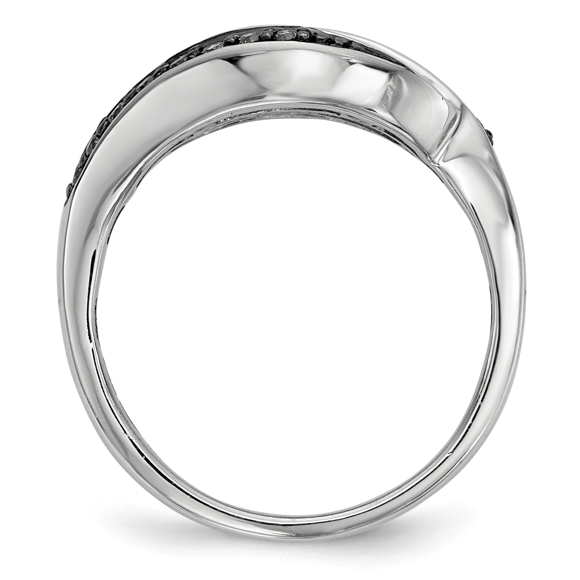 Sterling Silver White, Champagne & Blue Diamond Antiqued Ring Secondary image
