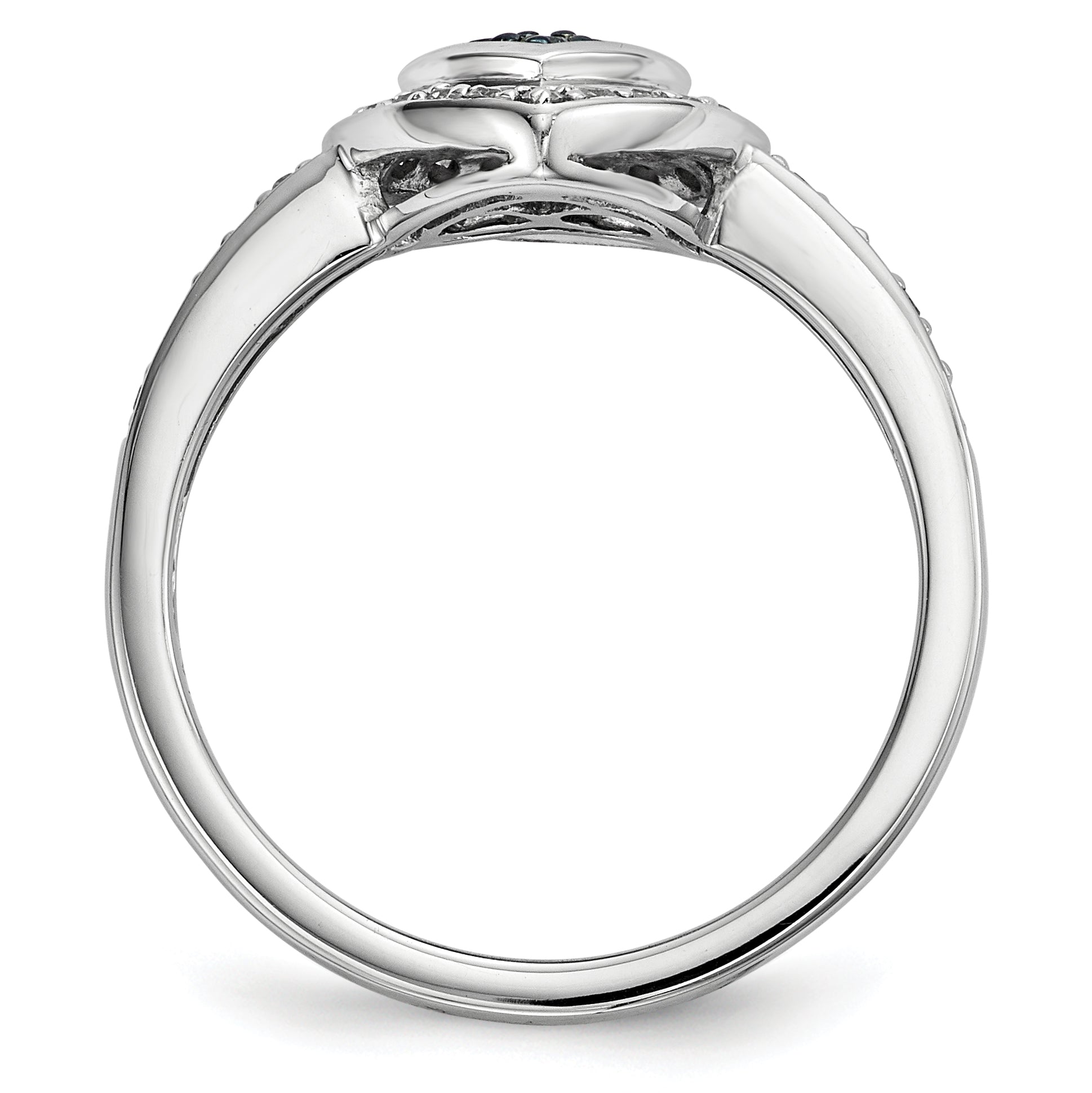 Sterling Silver Blue Diamond Small Heart Ring Secondary image