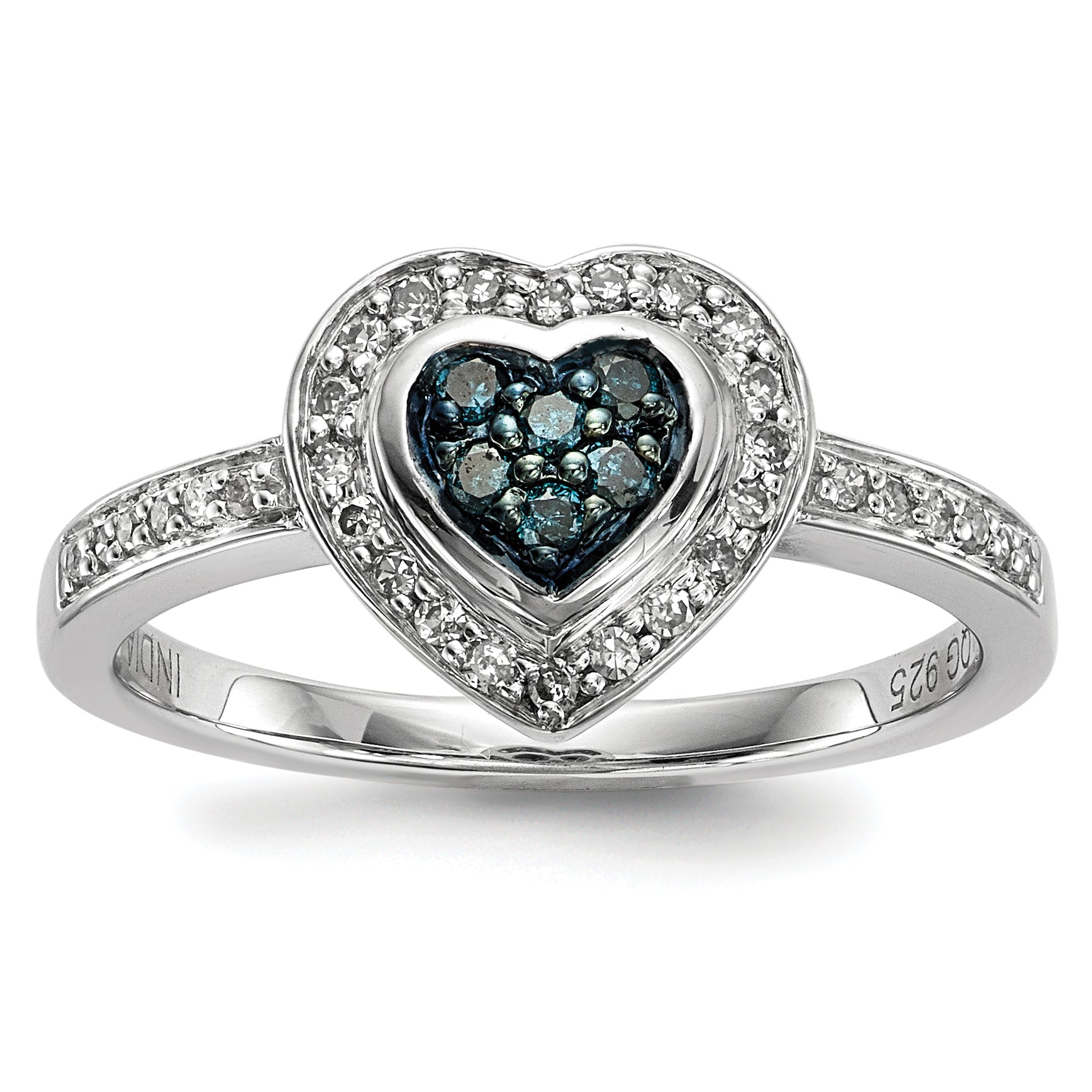 Sterling Silver Blue Diamond Small Heart Ring Main image