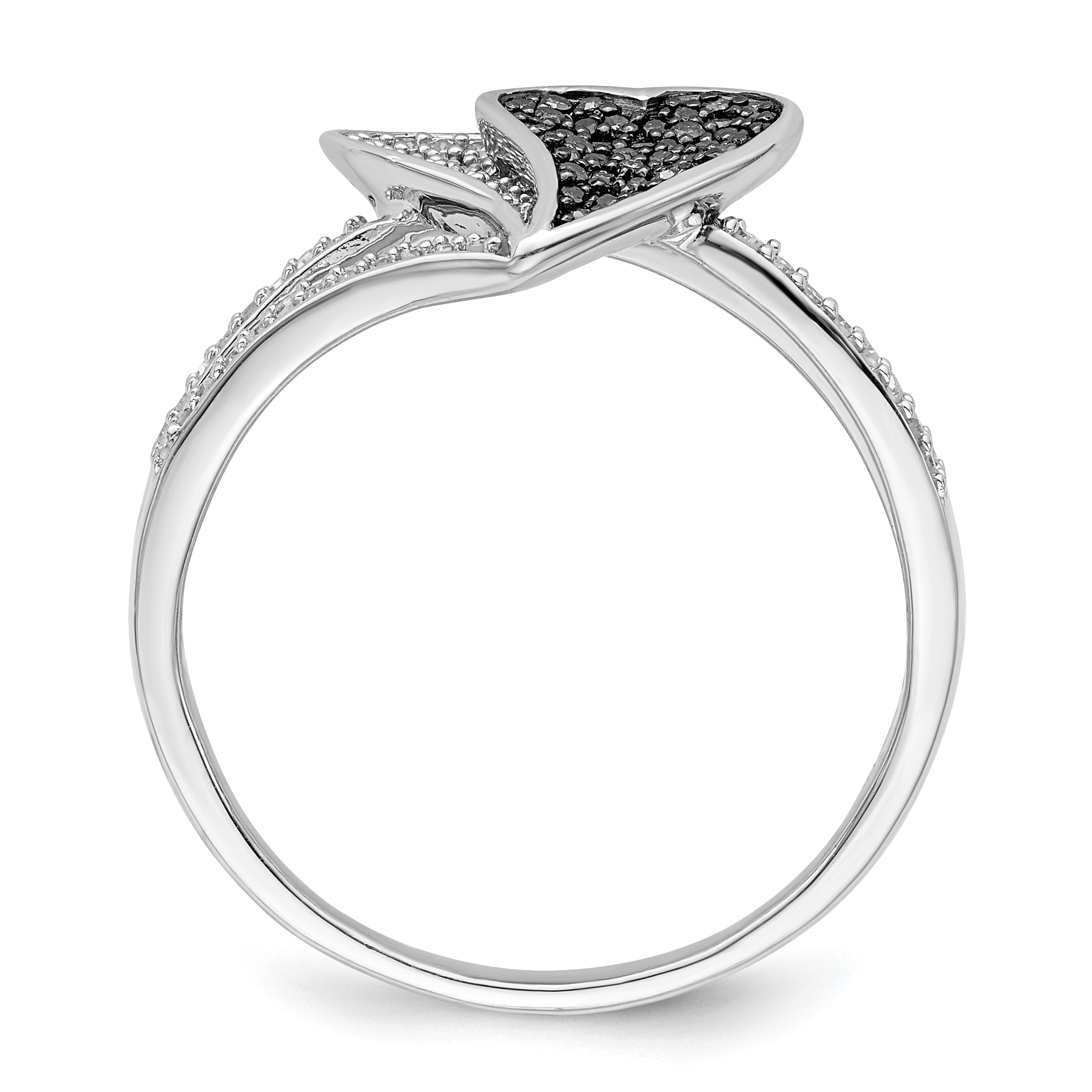 White Night Sterling Silver Rhodium-plated Blue and White Diamond Hearts Ring Secondary image