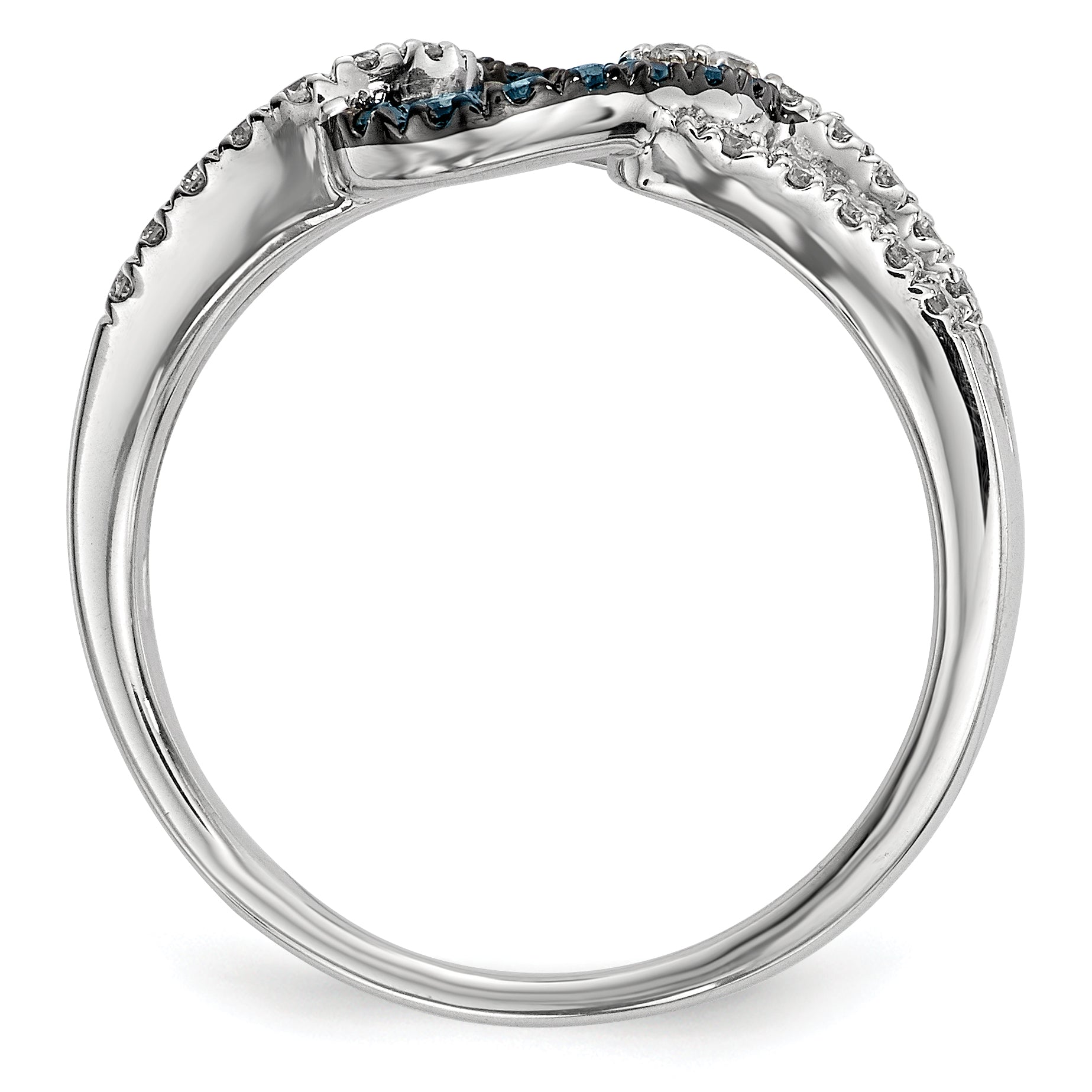 Sterling Silver White & Blue Diamond Ring Secondary image