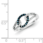 Sterling Silver White & Blue Diamond Ring