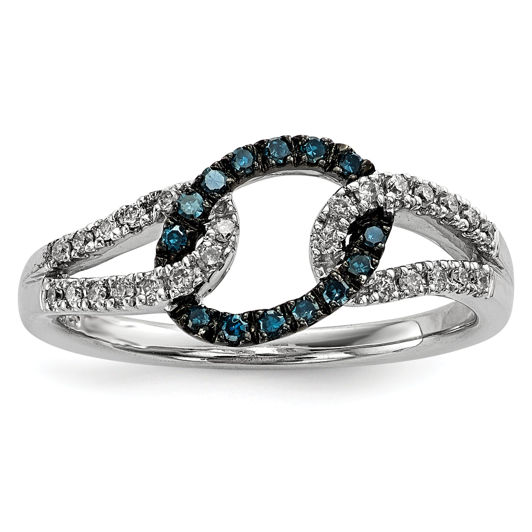 Sterling Silver White & Blue Diamond Ring Main image