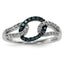 Sterling Silver White & Blue Diamond Ring
