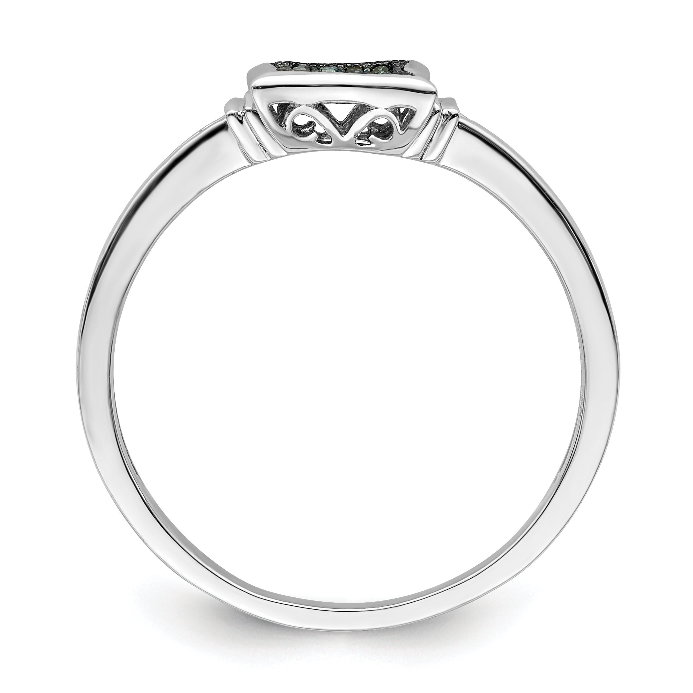 White Night Sterling Silver Rhodium-plated White Blue Diamonds Square Ring Secondary image