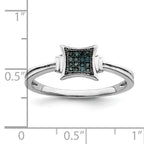 White Night Sterling Silver Rhodium-plated White Blue Diamonds Square Ring