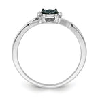 White Night Sterling Silver Rhodium-plated Blue and White Diamond Oval Ring