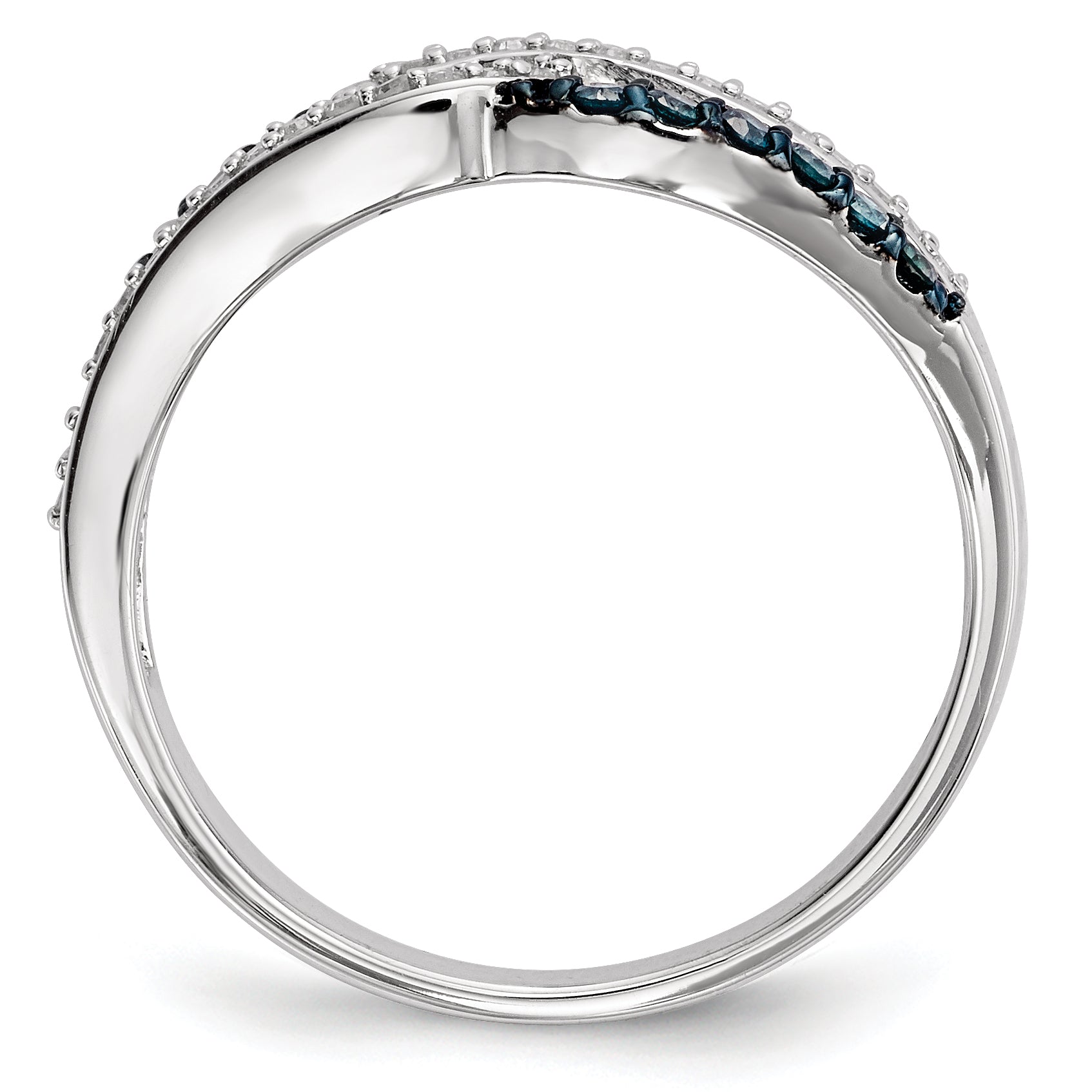 Sterling Silver Blue and White Diamond Ring Secondary image