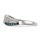 Sterling Silver Blue and White Diamond Ring